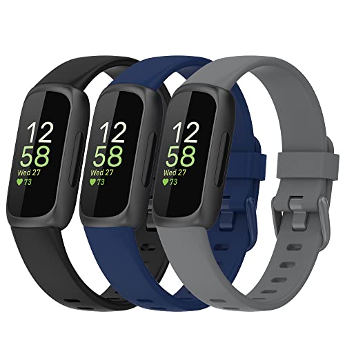 Gheper Uhrenarmbänder Kompatibel mit Fitbit Inspire 3 Smartwatch Band Schnellverschluss Ersatzarmband Armband Silikon Zubehör für Damen Herren S/L Größe von Gheper