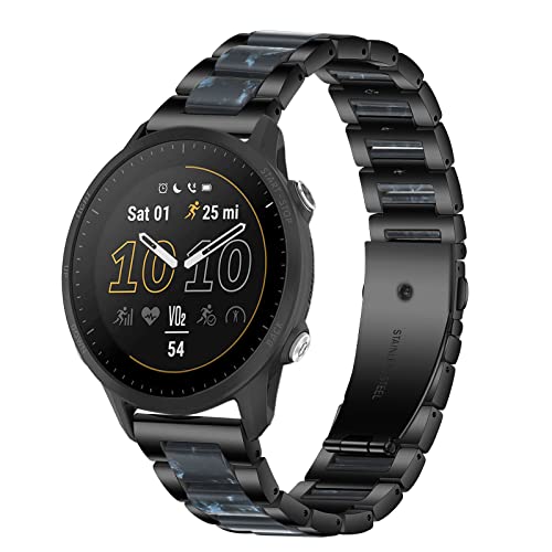 Gheper Uhrenarmband aus Harz Edelstahl Kompatibel mit Garmin Forerunner 255 (46mm)/255 Music (46mm)/955/Vivoactive 4/Venu 2/Gear S3 Armband 22mm Metall-Ersatzarmband für Damen und Herren von Gheper