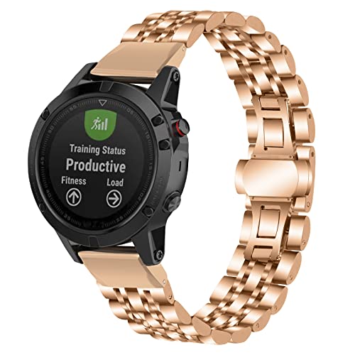 Gheper Uhrenarmband aus Metall Kompatibel mit Garmin Fenix 7S/Fenix 5S/Fenix 6S Schnelle Passform Ersatzarmband aus massivem Edelstahl für Damen und Herren von Gheper