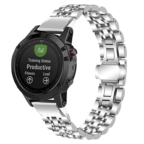 Gheper Uhrenarmband aus Metall Kompatibel mit Garmin Fenix 7S/Fenix 5S/Fenix 6S Schnelle Passform Ersatzarmband aus massivem Edelstahl für Damen und Herren von Gheper