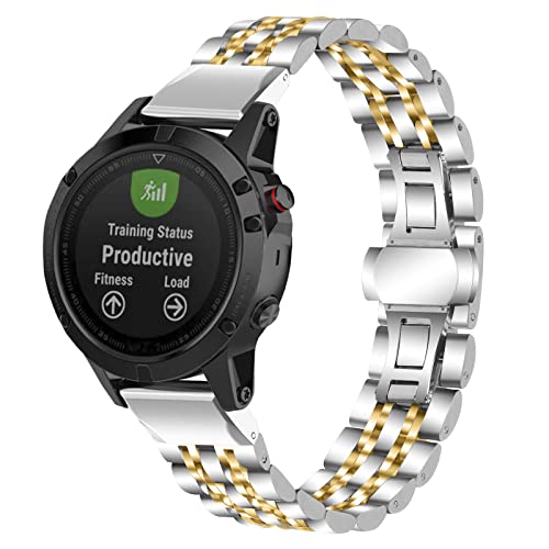 Gheper Uhrenarmband aus Metall Kompatibel mit Garmin Fenix 7S/Fenix 5S/Fenix 6S Schnelle Passform Ersatzarmband aus massivem Edelstahl für Damen und Herren von Gheper