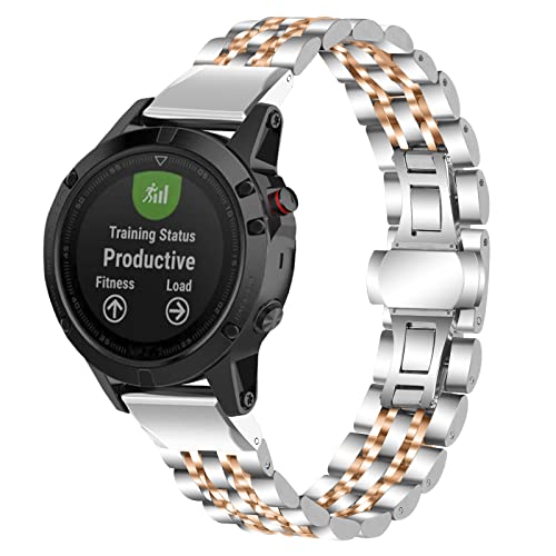 Gheper Uhrenarmband aus Metall Kompatibel mit Garmin Fenix 7S/Fenix 5S/Fenix 6S Schnelle Passform Ersatzarmband aus massivem Edelstahl für Damen und Herren von Gheper