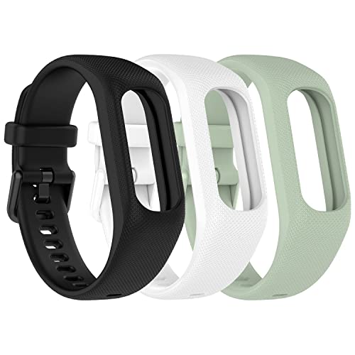 Gheper Weiche Silikonbänder Kompatibel mit Garmin Vivosmart 5 Armbändern Ersatzarmbänder mit Sicherem Metall Uhrenverschluss Schnalle Armband Gehäuseabdeckung für Damen und Herren, 3 Pack von Gheper