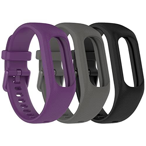 Gheper Weiche Silikonbänder Kompatibel mit Garmin Vivosmart 5 Armbändern Ersatzarmbänder mit Sicherem Metall Uhrenverschluss Schnalle Armband Gehäuseabdeckung für Damen und Herren, 3 Pack von Gheper