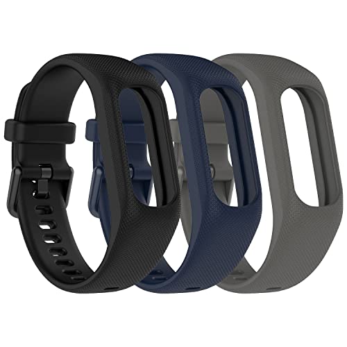 Gheper Weiche Silikonbänder Kompatibel mit Garmin Vivosmart 5 Armbändern Ersatzarmbänder mit Sicherem Metall Uhrenverschluss Schnalle Armband Gehäuseabdeckung für Damen und Herren, 3 Pack von Gheper