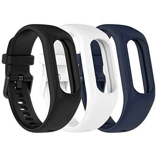 Gheper Weiche Silikonbänder Kompatibel mit Garmin Vivosmart 5 Armbändern Ersatzarmbänder mit Sicherem Metall Uhrenverschluss Schnalle Armband Gehäuseabdeckung für Damen und Herren, 3 Pack von Gheper