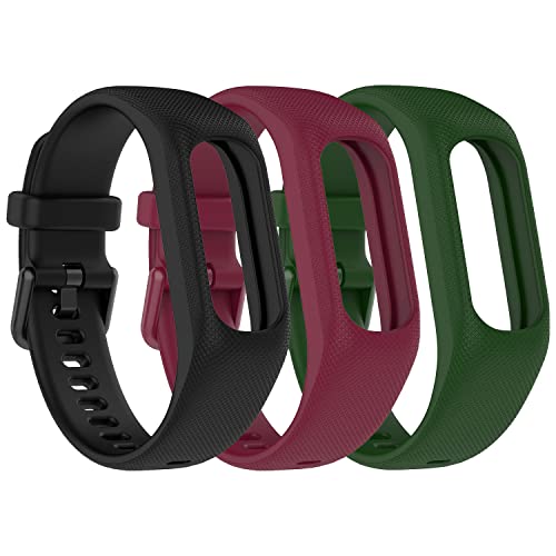 Gheper Weiche Silikonbänder Kompatibel mit Garmin Vivosmart 5 Armbändern Ersatzarmbänder mit Sicherem Metall Uhrenverschluss Schnalle Armband Gehäuseabdeckung für Damen und Herren, 3 Pack von Gheper