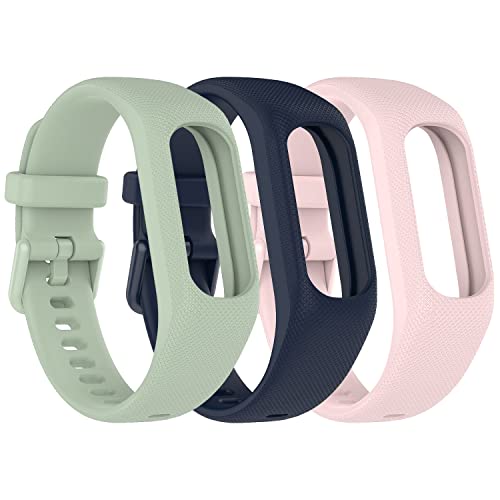 Gheper Weiche Silikonbänder Kompatibel mit Garmin Vivosmart 5 Armbändern Ersatzarmbänder mit Sicherem Metall Uhrenverschluss Schnalle Armband Gehäuseabdeckung für Damen und Herren, 3 Pack von Gheper