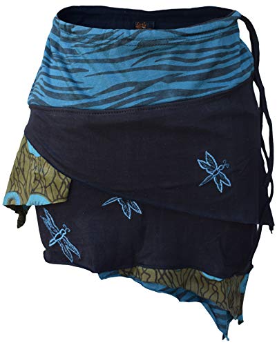 Gheri Baumwolle Patchwork Kurz Bohemian Rock X-Large Schwarz von Gheri