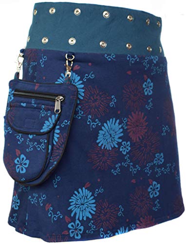 Gheri Blumen Kurz Popper Abnehmbar Tasche Reversibel Baumwolle Rock C von Gheri