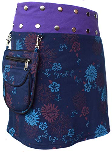 Gheri Blumen Kurz Popper Abnehmbar Tasche Reversibel Baumwolle Rock G von Gheri