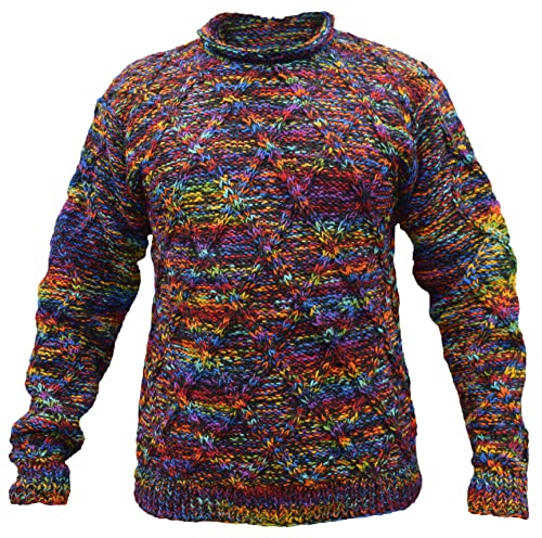 Gheri Bunter Strickpullover, mehrfarbig, Regenbogenschwarz, Large von Gheri