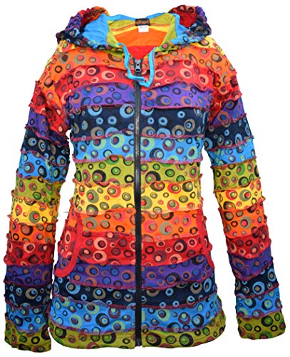 Gheri Damen Blasendrücken Psychedelisch Regenbogen Gestreift Bunt Rave Kapuzenpullover Fleece gefüttert 8 von Gheri