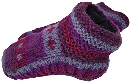 Gheri Damen Handgestrickt Vlies Gefüttert Wolle Knöchelpantoffelsocken K von Gheri