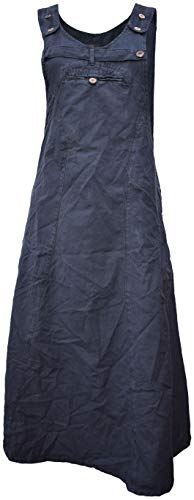 Gheri Damen Lange Enzym Gewaschen Einfach Trägerkleid Baumwolle Kleid Schwarz LXL von Gheri