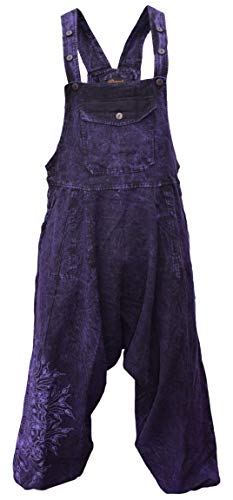 Gheri Damen-Overall, Mandala-Druck, steingewaschene Festival-Latzhose, Haremshose Gr. Medium, violett von Gheri