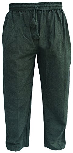 Gheri Herren Baumwolle Hanf Casual Lounge Hose Grün Large von Gheri