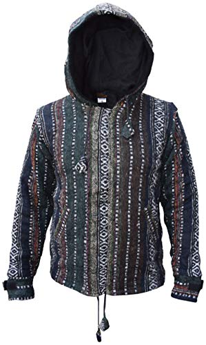 Gheri Herren Baumwolle Volle Hülse Reißverschluss Nepalese Festival Jacke Kapuzenpullover X-Large von Gheri