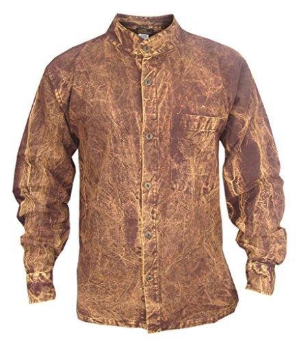 Gheri Herren Dick Stein Gewaschen Taste Nieder Dusky Beiläufig Hemd Tops Brown M von Gheri