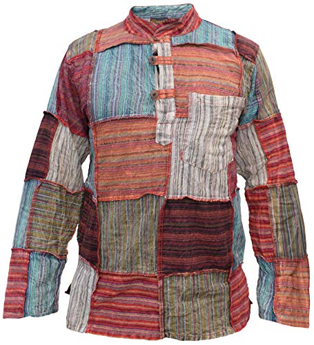 Gheri Herren Dünn Patch Opa Sommer Hippie Kurta Hemd 3XL von Gheri