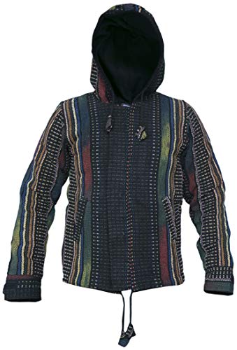 Gheri Herren Hippie Natürlich Baumwolle Gestrickt Funky Nepalese Kapuzenpullover Jacke X-Large von Gheri