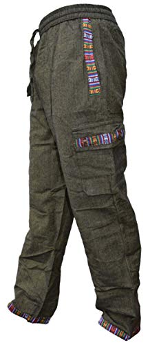 Gheri Herren Kontrast Border Baumwolle Cargohose Grün XL von Gheri