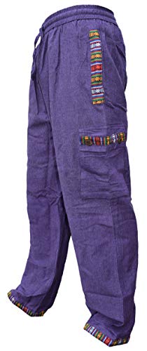 Gheri Herren Kontrast Border Baumwolle Cargohose Lila XXL von Gheri