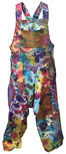 Gheri Herren Loose Fit Patchwork Bedruckte Baumwolle Harem Latzhose Tie Dye Marble Medium von Gheri