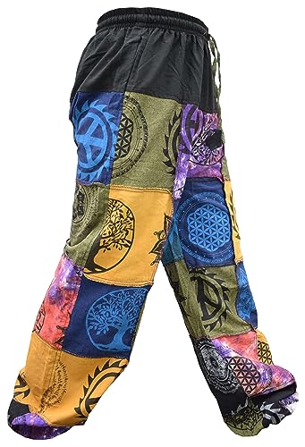 Gheri Herren Patchwork Krawattenfarbe Frieden Baumwolle Genie Fallschirm Yoga Hose S/M von Gheri