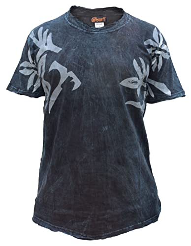 Gheri Herren Stone Washed Frayed Edge Rough Finish T-Shirt Türkis-XL von Gheri