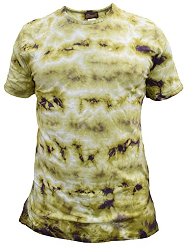Gheri Herren-T-Shirt aus Baumwolle, mit Batikfärbung, Festival, Grüner Marmor, XL von Gheri