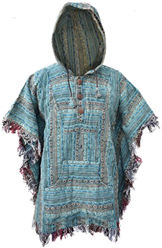 Gheri Hippie Zigeuner Baumwolle Kapuzenumhang Fransen Poncho- G von Gheri