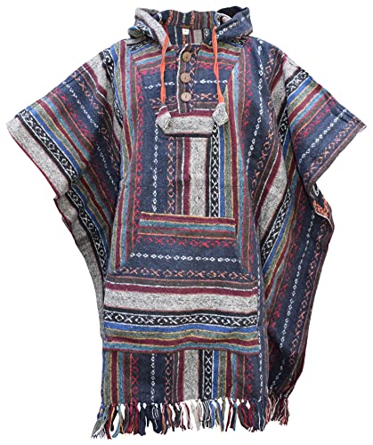 Gheri Hippie Zigeuner Baumwolle Kapuzenumhang Fransen Poncho- O von Gheri