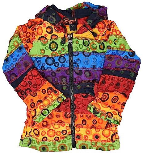 Gheri Mädchen-Jacke, farbenfroher Regenbogen-Blasendruck, psychedelisch, für Kinder, Festival, Sommer, Fee, 3–4 Jahre von Gheri