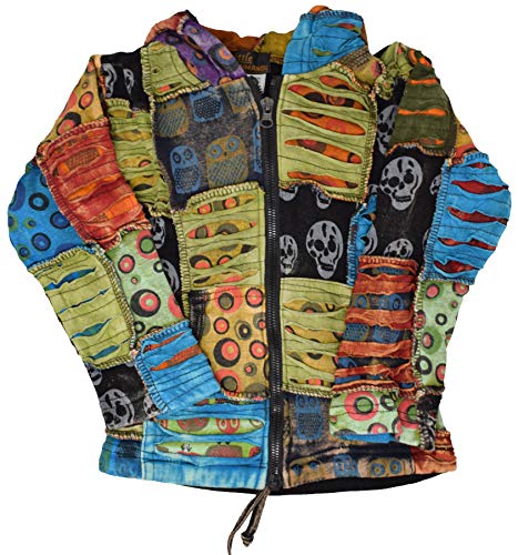 Gheri Mädchen Patchwork Owlprint Skullprint Boho-Jacke Gr. 6 Jahre, mehrfarbig von Gheri