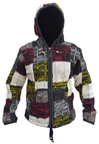 Gheri Patchwork Tie Dye Stricken Wolle Festival Jacke L von Gheri