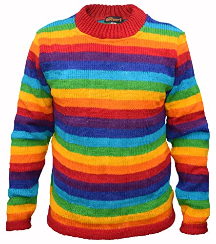 Gheri Regenbogen Gestreift Gestrickt Mehrfarbig Wolle Sweatshirt XL von Gheri