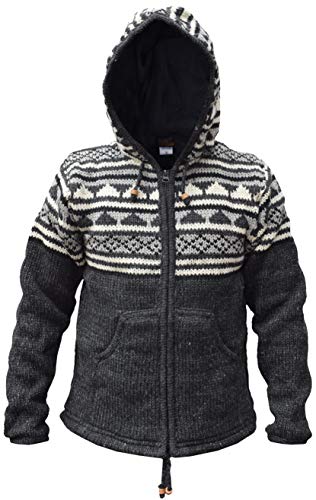 Gheri Schneeflocke Winter Doppelt Gestrickt Handgemacht Nepalese Jacke Kapuzenpullover Medium von Gheri