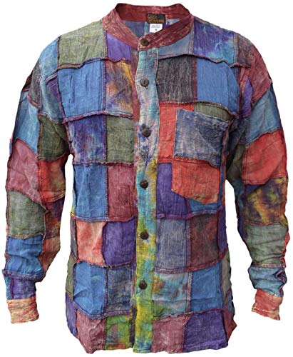 Little Kathmandu Herren Baumwolle Stonewashed Tie Dye Patchwork Hemd XX-Large von Gheri