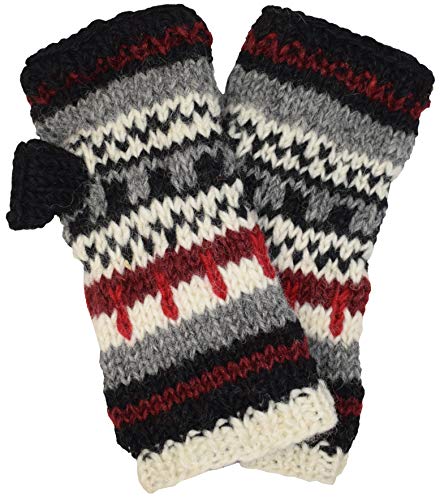 Wolle Kabel Gestrickt Mehrfarbig Fleece Gefüttert Warm Fingerlos Handwärmer Fäustlinge Handschuhe B von Gheri