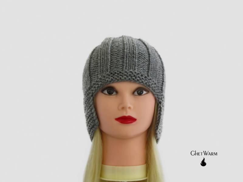 Handgestrickte Beanie Mütze. Wollmütze Kopfschmuck. Ohrenwärmer. Winter-Frauen-Hut. Hut Helm. Geschenk Für Mann von GhetWarm