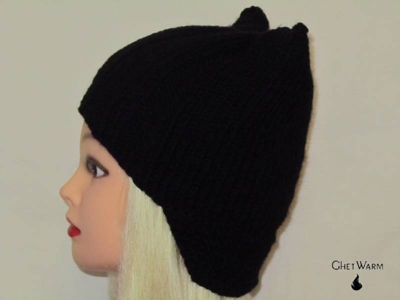 Woll Gestrickte Schwarze Frauenmütze Mit Katzenohr. Warme Mütze, Beanie Mädchen. Gehäkelte Katzenohren Mütze. Geschenk Für Kopfschmuck. Ohrenwärmer Woll Gestrickte Schwarze Frauenmütze Mit Katzenohr. Warme Mütze, Beanie Mädchen. Gehäkelte Katzenohren Mütze. Geschenk Für Kopfschmuck. Ohrenwärmer von GhetWarm