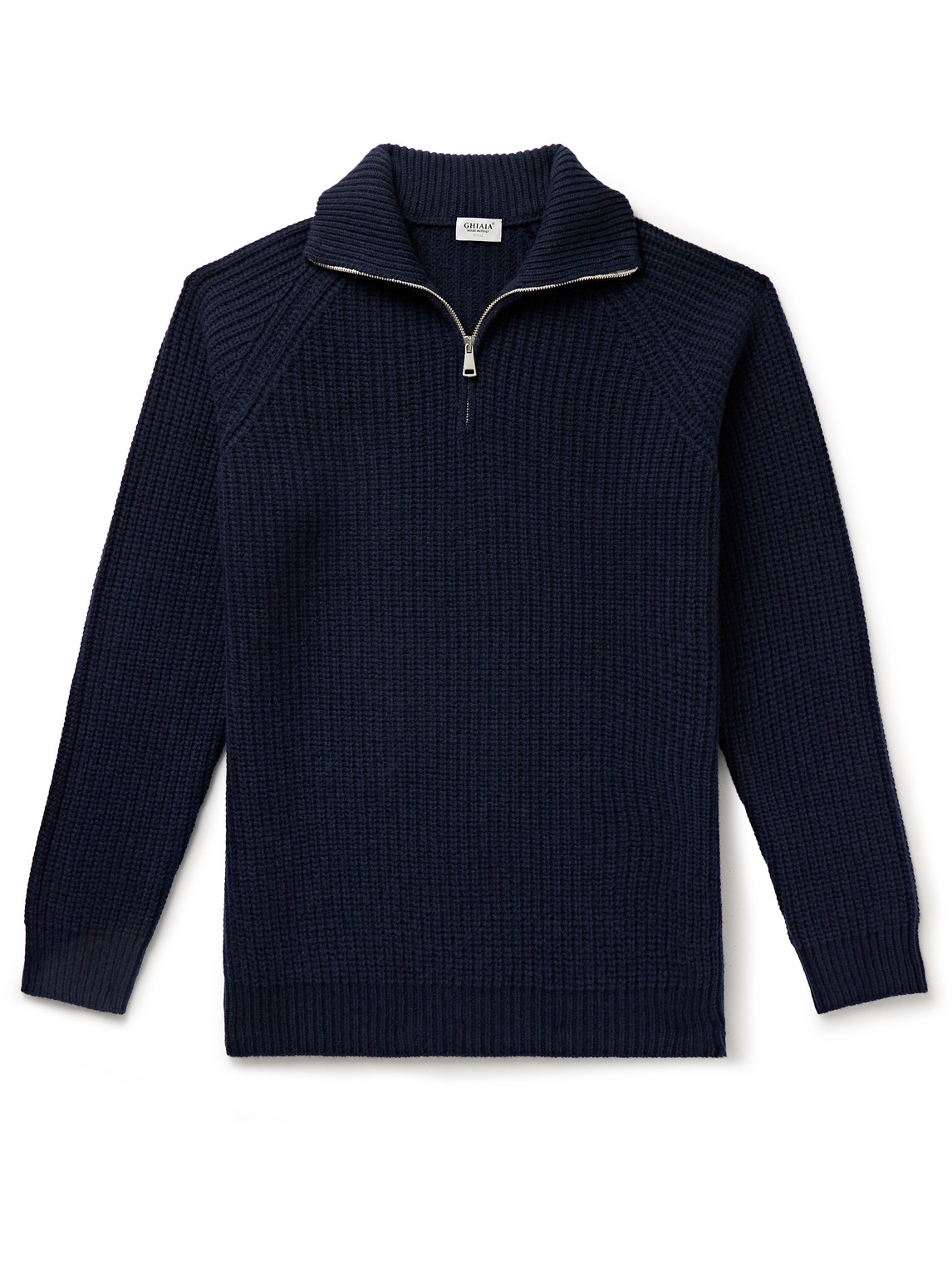Ghiaia Cashmere - Ribbed Wool Half-Zip Sweater - Men - Blue - XL von Ghiaia Cashmere