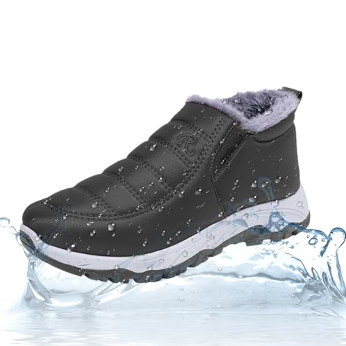 Ghirting Schneestiefel | Wasserdichte rutschfeste Winterschuhe | Stiefeletten für Damen und Herren, modische Stiefel mit Fellfutter, Schlupfstiefel für drinnen und draußen von Ghirting