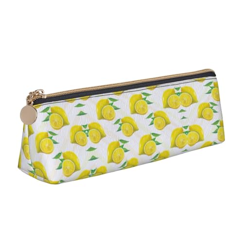 Ghjkfbf Federmäppchen aus Leder, mit Reißverschluss, für Schreibwaren, kleine Kosmetiktasche, Gelb mit Zitronenmuster Ghjkfbf Federmäppchen aus Leder, mit Reißverschluss, für Schreibwaren, kleine Kosmetiktasche, Gelb mit Zitronenmuster von Ghjkfbf