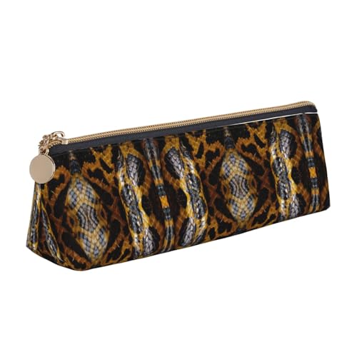 Ghjkfbf Federmäppchen aus Leder, mit Schlangenmuster, mit Reißverschluss, für Schreibwaren, kleine Kosmetiktasche, Gelb von Ghjkfbf