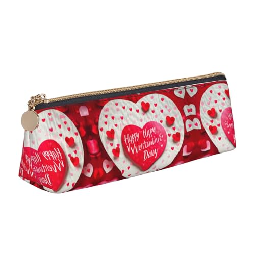 Ghjkfbf Federmäppchen aus Leder mit Aufdruck "Happy Valentine's Day", Tasche mit Reißverschluss für Schreibwaren, kleine Kosmetiktasche von Ghjkfbf