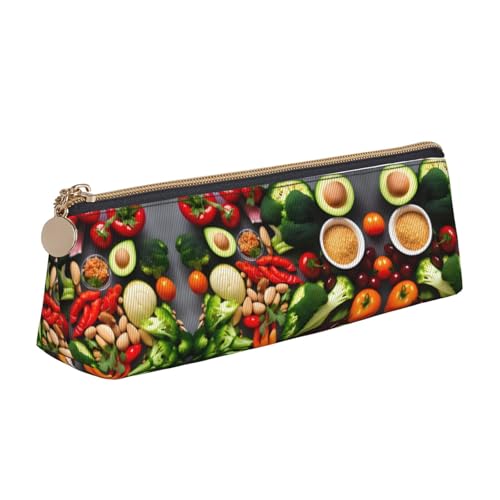 Ghjkfbf Federmäppchen aus Leder mit Aufdruck "Healthy Food", Tasche mit Reißverschluss für Schreibwaren, kleine Kosmetiktasche von Ghjkfbf