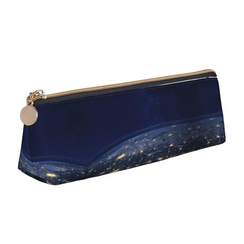 Ghjkfbf Federmäppchen aus Leder mit Aufdruck "View Of Earth", Tasche mit Reißverschluss für Schreibwaren, kleine Kosmetiktasche von Ghjkfbf