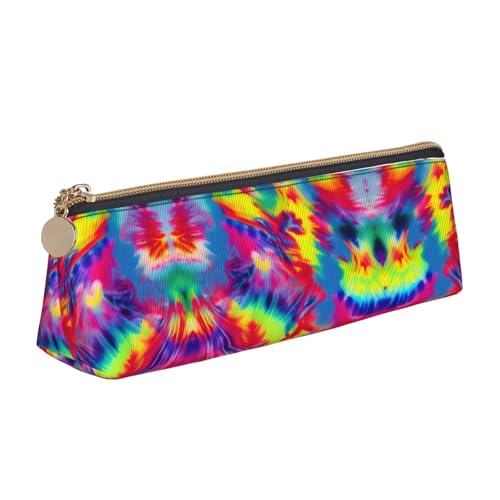 Ghjkfbf Federmäppchen aus Leder mit Batikmuster, Tasche mit Reißverschluss für Schreibwaren, kleine Kosmetiktasche von Ghjkfbf